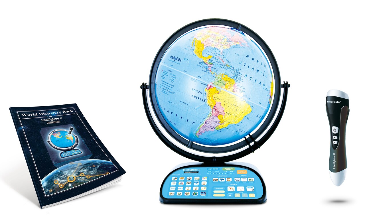 Intelliglobe II 12″ Blue Raised Relief Interactive World Globe– Perfect Educational Toy For Kids